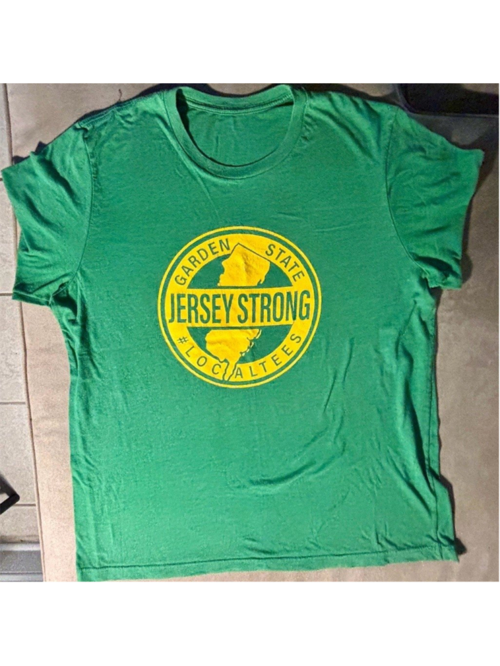 Jersey Strong T-Shirt Unisex Adults M Green Garden State Graphic Crew Neck